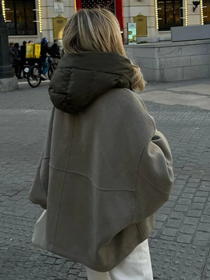Women Fashion Solid Hooded Short Jacket Causal Long Sleeves Zipper Female Coat 2023 Autumn Winter Ladies Warm Commute Outwear