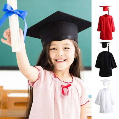 Graduation Gown Loose Zipper with Hat Tassel Exquisite Kids Graduation Costume Polyester Kid Academic Dress Student Supplies