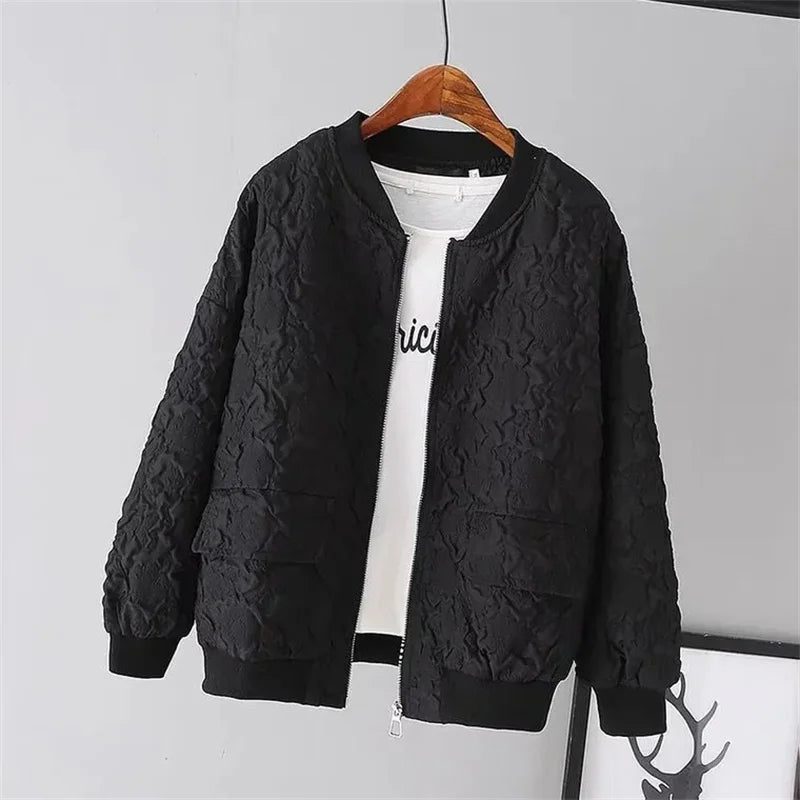 Solid Color Ladies Short Baseball Jacket  New Korean Spring Casual White Jacket Top Female Cardigan Zipper Jackets Fashion