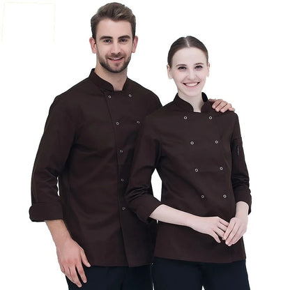 Long Sleeve Chef Jacket Unisex Men Women Restaurant Hotel Cook Coat Kitchen Clothes Waiter Baker Uniform