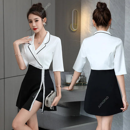 Beauty Salon Spa Uniform for Woman Sexy Restaurant Waiter Clothes Esthetic Desk Hotel Massage Nail Beautician Cafe Work Outfit