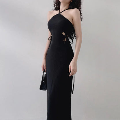 Fashion Knitted Dress for Women Long Sleeve Party Vintage Dress Slim Mini Fairycore Slash Neck New Autumn Winter Dress