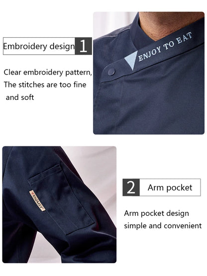 Winter Chef Costume Hotel Women's Work Clothes Restaurant Men's Cook Jacket Bakery Kitchen Uniform Cafe Waiter Work Shirt