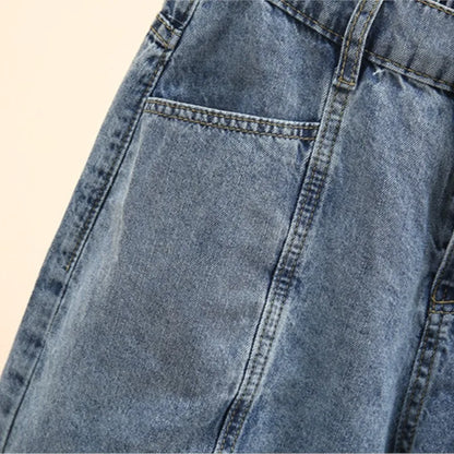 Plus Size Women Denim Shorts Summer Fashion Straight Jeans Loose Hot Pants Oversized Curve Clothes J4-1048