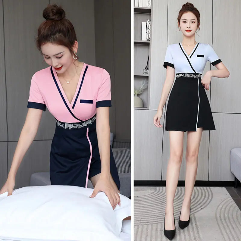 Beauty Salon Spa Uniform For Woman Sexy Restaurant Waiter Clothes Esthetic Desk Hotel Massage Nail Beautician Cafe Work Outfit