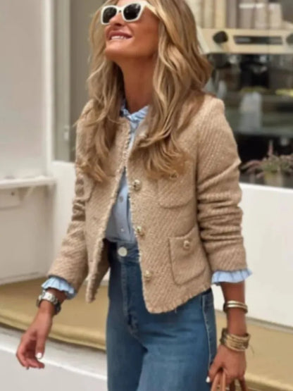 Chic Shinny Sequin Women Cropped Jacket Stand Collar Long Sleeve Lady Solid Coat 2023 Autumn New Female Gold Street Overcoat