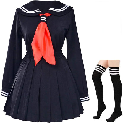 Classic Japanese School Girls Sailor Dress Shirts Uniform Anime Cosplay Costumes with Socks Set