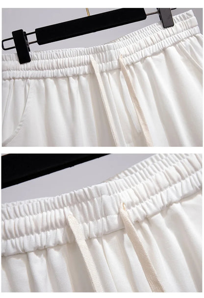 New 2022 Ladies Summer Plus Size Sports Shorts Women Large Size Loose Casual Wide Leg Black White Shorts 3XL 4XL 5XL 6XL 7XL