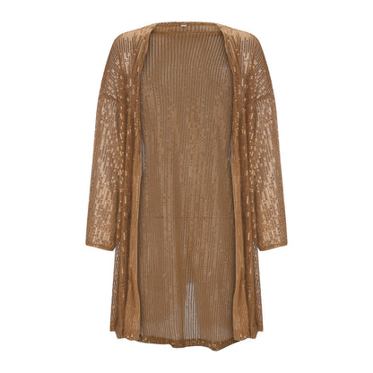 2023 Autumn Women's New Fashion Cardigan High Street Sequins Loose Comfortable Large Sequins Top Solid Party Club Cardigan Coat