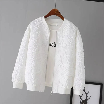 Solid Color Ladies Short Baseball Jacket  New Korean Spring Casual White Jacket Top Female Cardigan Zipper Jackets Fashion