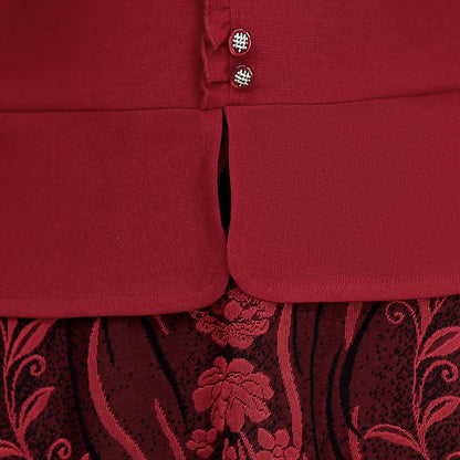 Women's Dress Plus Size Autumn Middle-Aged Mother Long sleeve V-neck selvedge Pleated Elegant office Ladies Vestido