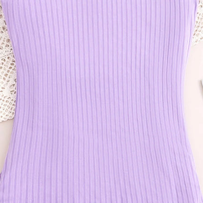 2024 Summer Girls Purple Sleeveless Vest Dress Preppy Style Outifits Holiday Vacation Party Daily Casual Cute Sporty style