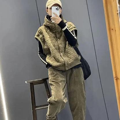 Fashion Autumn And Winter New Style Literature And Art Leisure Solid Color Box Hooded Sportswear Jacket