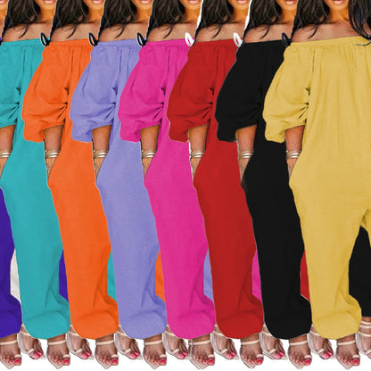 Plus Size Women Jumpsuit Summer Long Sleeve One Piece Outfits Casual 2023 Spring Lady Club Clothing Fashion Elegant Loose Pants
