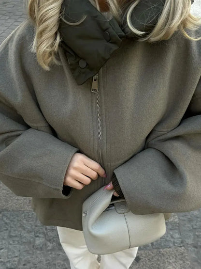 Women Fashion Solid Hooded Short Jacket Causal Long Sleeves Zipper Female Coat 2023 Autumn Winter Ladies Warm Commute Outwear