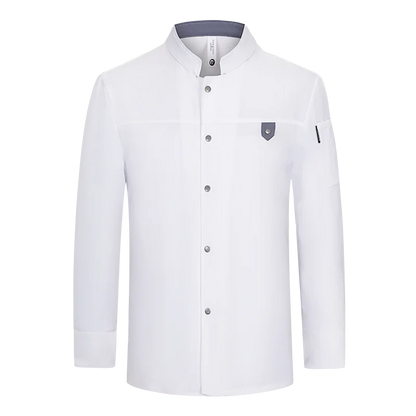 grey Chef Jacket Long Sleeve chef uniform Cook Coat Chef T-shirt Baker Work Uniform Waiter Restaurant Hotel Clothes women Logo