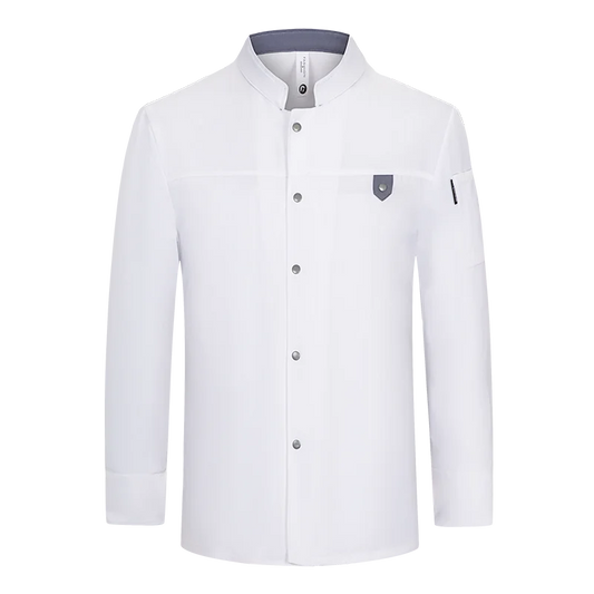 grey Chef Jacket Long Sleeve chef uniform Cook Coat Chef T-shirt Baker Work Uniform Waiter Restaurant Hotel Clothes women Logo