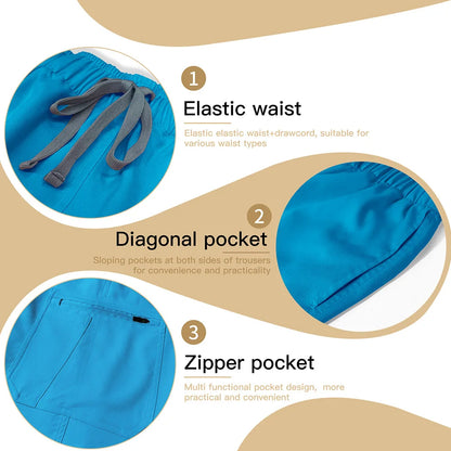 Medical Uniform Pet Trousers Elastic Belt Slim Fit Spa Beauty Hospital Work Pants Solid Color Medical Scrub Surgical Pants Women