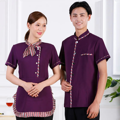 Wholesale Supply Hotel Waiter Short Sleeve Female Summer Work Clothes Restaurant Tea House Hot Pot Shop Uniform Custom Logo