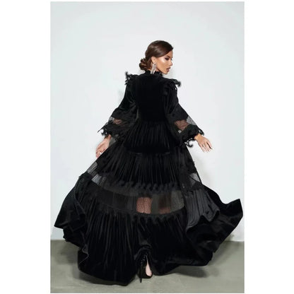 2023 New In Spring/Autumn Lace Long Women Evening Dress Hollow Embroidery Formal Party Dress Prom Dress Puff Sleeve Niche Design