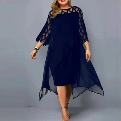 Autumn Dress Sexy Large Size Party Dress Mesh Prom Dress  Plus Size Women Dress Female Clothes