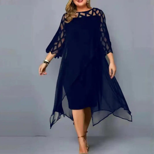 Autumn Dress Sexy Large Size Party Dress Mesh Prom Dress  Plus Size Women Dress Female Clothes