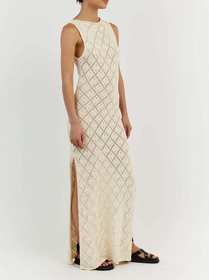 Crochet Cover Ups for Women Sexy Knitted See Through Bodycon Maxi Dress Beach Swimwear