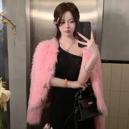 Imitation Mink Soft Knit Cardigans For Wman 2023 Autumn Winter Korea Fashion Short Chic Top Street Casual Sweater Coat Women