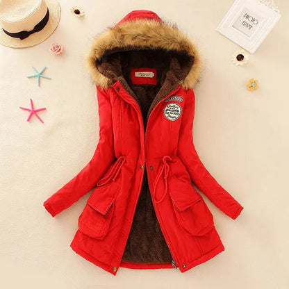 2023 New Autumn Winter Women Cotton Jacket Padded Casual Slim Coat Emboridery Hooded Parkas Wadded Warm Overcoat