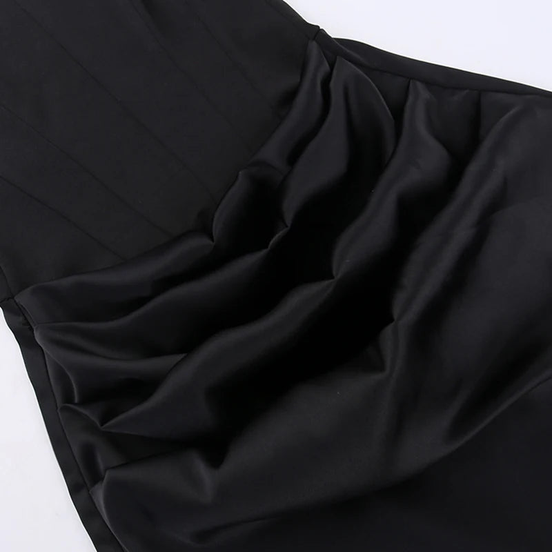 Elegant Strapless  Sexy Dress Women Black Fashion Off-shoulder Sleeveless Backless Club Party Long Dress XY23566DG