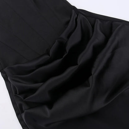 Elegant Strapless  Sexy Dress Women Black Fashion Off-shoulder Sleeveless Backless Club Party Long Dress XY23566DG