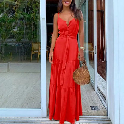 Maxi Dress Stylish Trendy With Button Solid Color Long Dress for Dating  Casual Dress  Maxi Dress
