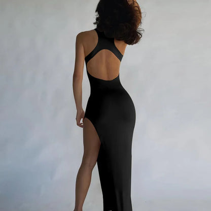 Women Y2K solid Sexy slit Club Party Night Wrap Bodycon Dress summer vestidos para mujer party dress Elegant long dress backless