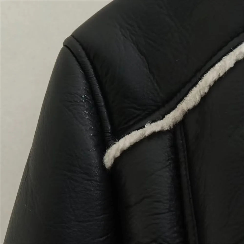 UNIZERA 2023 Autumn/Winter New Product Women's New Fashion Versatile Polo Collar Long Sleeve Slim Fit Short Jacket Coat