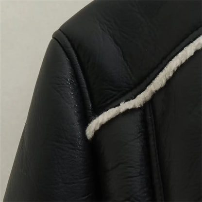 UNIZERA 2023 Autumn/Winter New Product Women's New Fashion Versatile Polo Collar Long Sleeve Slim Fit Short Jacket Coat