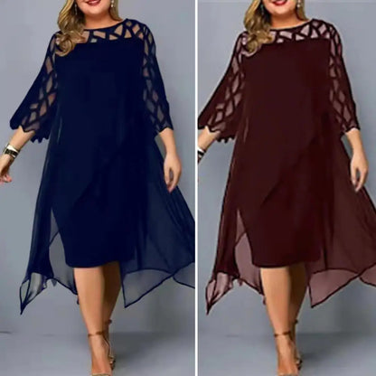 Autumn Dress Sexy Large Size Party Dress Mesh Prom Dress  Plus Size Women Dress Female Clothes