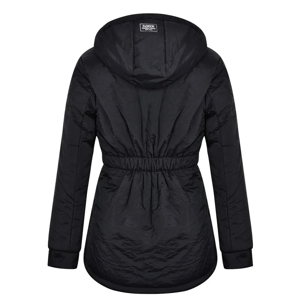 2024 New UZZDSS Winter Women Warm Parkas Hooded Thick Plush Winter Coats Female Mid-Long Cotton Jacket Warm Coat Outwear