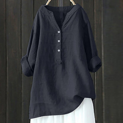 Women’s Casual Solid Long Sleeve V-Neck Daily Tops Shirt Ladies Beauty High Quality Blouse Clothes Clothing Plus Size 2023