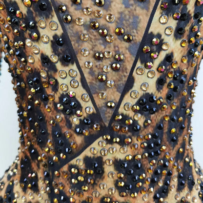 Streetwear Leopard Print Sexy Bodysuit Printed One Piece Outfit Woman Overall Long-sleeved Women's Jumpsuit X2206009