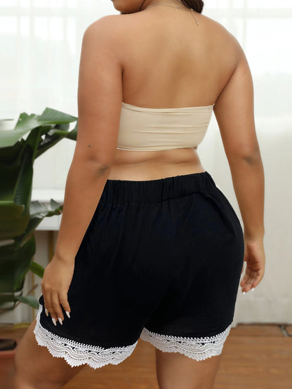 Finjani Plus Size Women's Twill Solid Color Casual Spring And Summer New Shorts