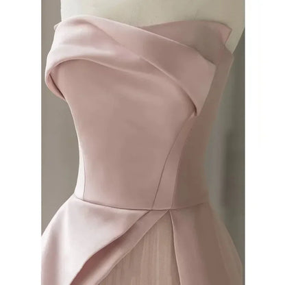 Pink Strapless Evening Party Dress for Women Banquet Evening Women's Prom Dresses Vestidos De Mujer Elegantes Para Fiesta 2023