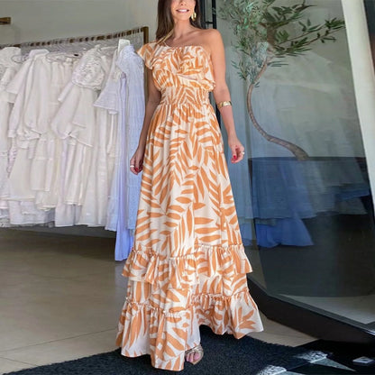 Summer Outfits For Women  Casual Beach Style Off Shoulder Dress Short Sleeves Slash Neck Floral Flowy Boho Long Dresses