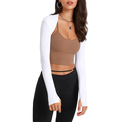 Women Solid Color Cardigan Thin Bolero Long Sleeve Open Front Shrug Tops Bodycon Slim Fit Cropped Cardigan Tops