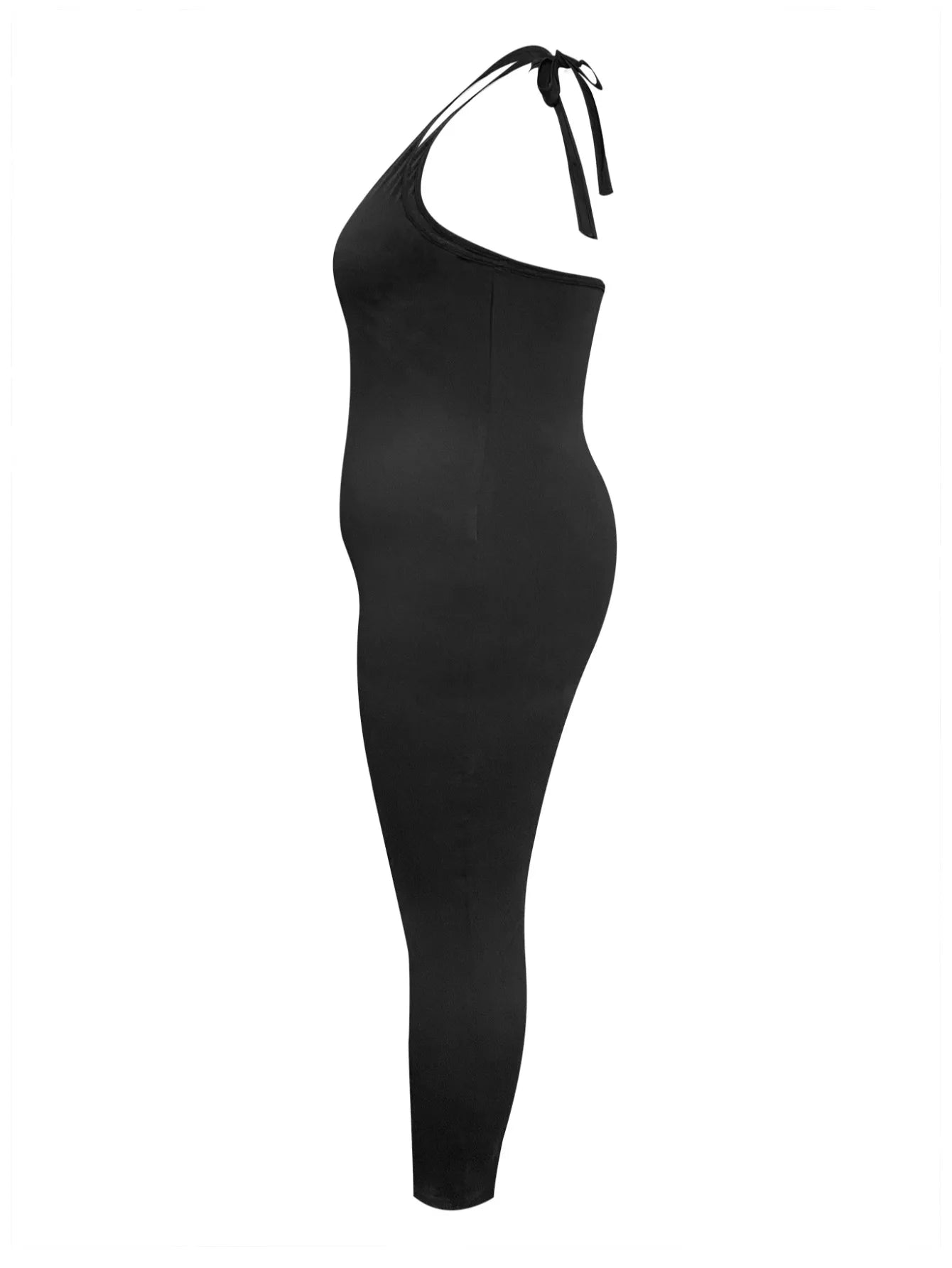 LW Plus Size Bandage Design Backless Jumpsuit 2024 Newest Summer Fashion Sexy Deep V-Neck Halter Black Bodycon Jumpsuit
