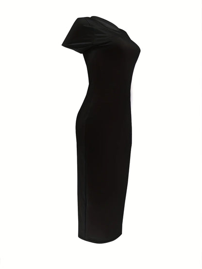 Women's T-shirt Long Dress Black Plus Size XS-5XL