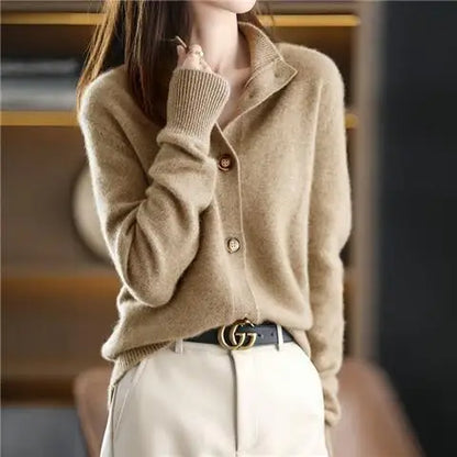 Vintage Korean Knitwear Sweater Women New Autumn and Winter New Cardigan Coat Long Sleeve Solid Casual Cardigan Sweater
