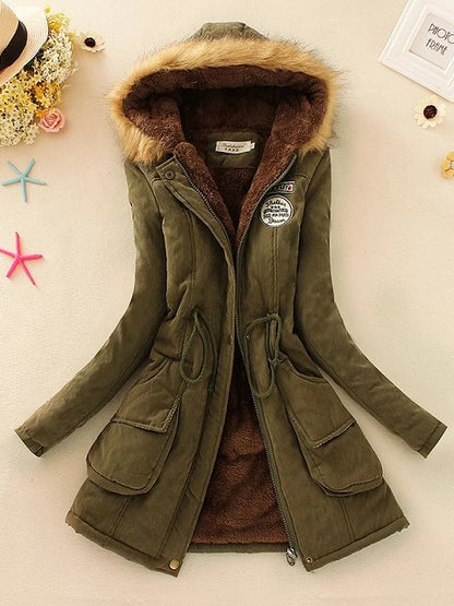 New Autumn Winter Women Cotton Jacket Padded Casual Slim Coat Emboridery Hooded Parkas Wadded Warm Overcoat