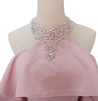 Prom Dresses For Women Pink Fishtail Ruffles Sleeveless Halter Skirt Banquet Gown Wedding Party Dress Womens Vestidos De Festa
