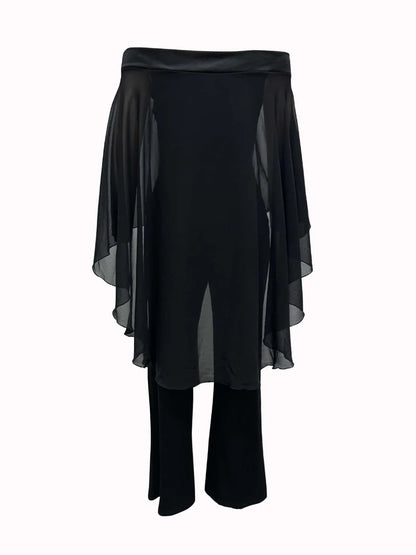LW Plus Size Women Elegant Party Evening Birthday Outfits Cloak Sleeve Solid Color Loose Jumpsuit Wide Leg One Pieces Out fit