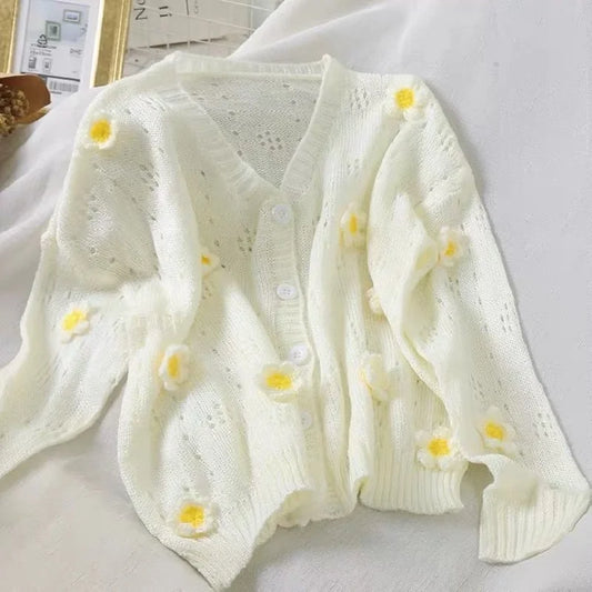 2023 spring and autumn fashion new women's knitted long-sleeved v-neck sweater cardigan jacket women Cute Korean Cardigans